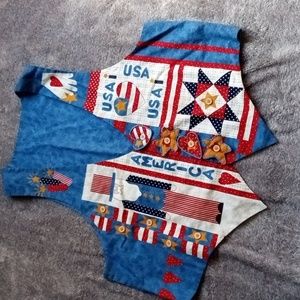 Handmade patriotic vest unsized, XL/2X? please see measurements